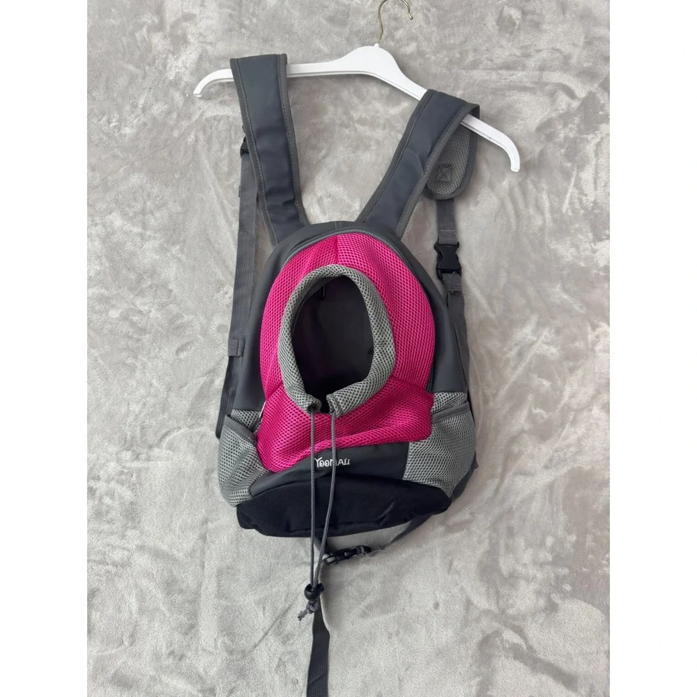 Yoomall Pet Carrier Backpack Small Dog Cat Travel Bag Pink Grey Mesh Breathable